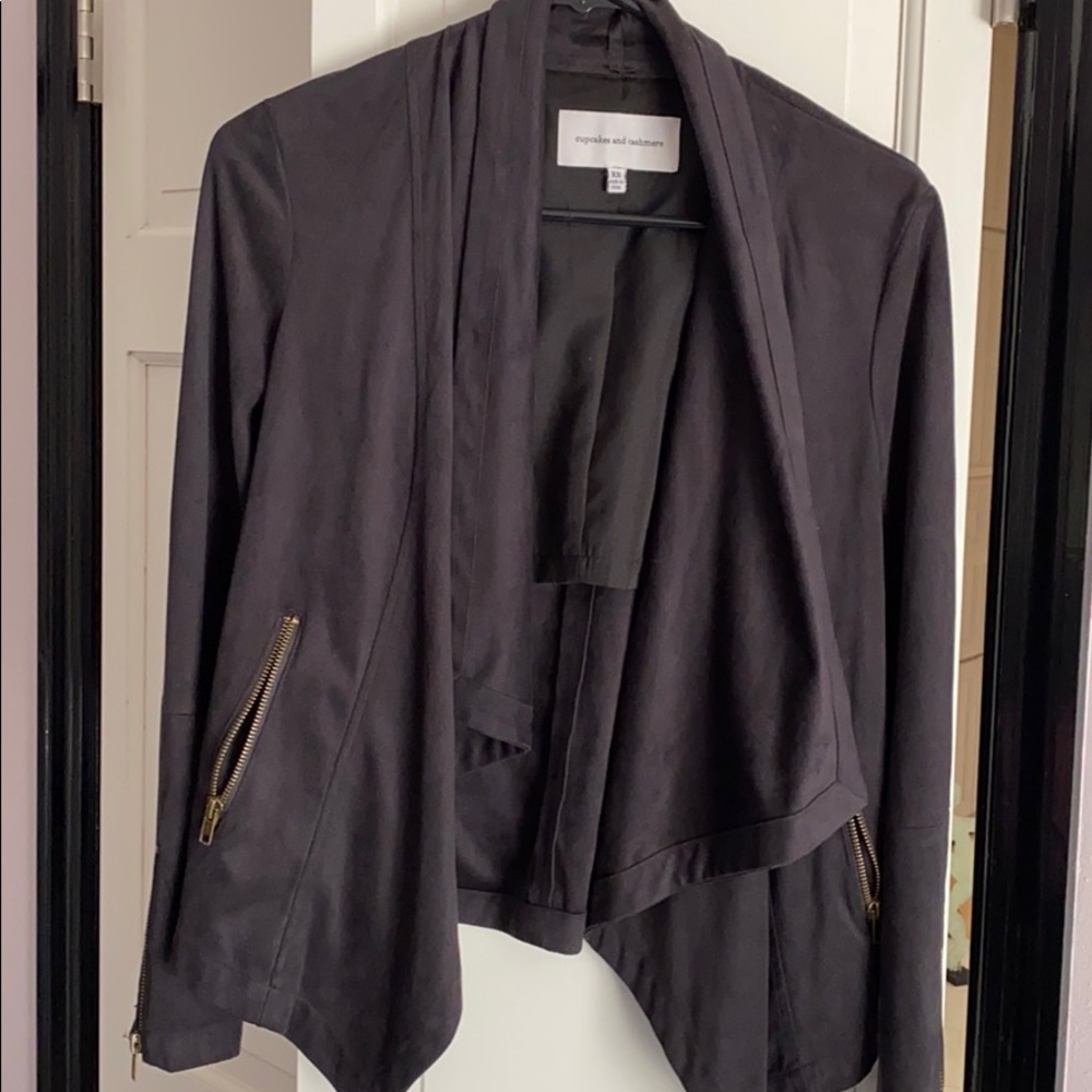 cupcakes and cashmere black suede like blazer